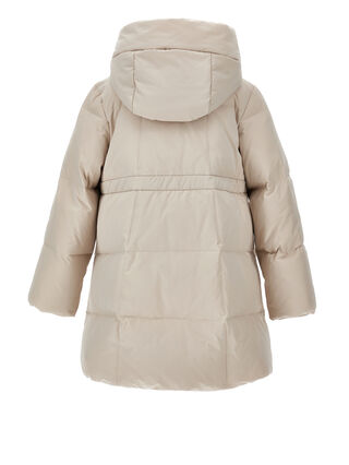 Plumífero largo de nailon y pluma auténtica