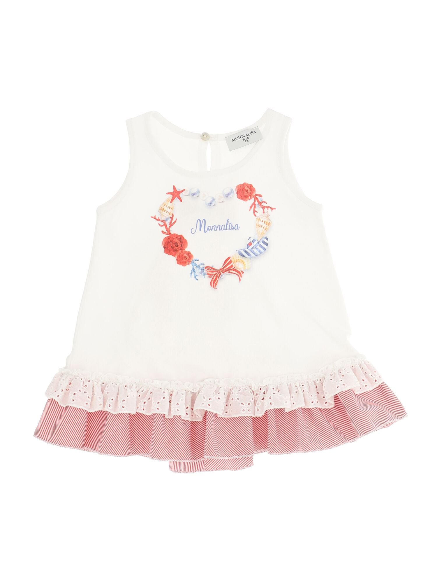 T-shirt maxi stampa e gale Monnalisa Bambina Abbigliamento Top e t-shirt T-shirt T-shirt senza maniche 
