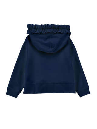 Cotton sweatshirt with ruffles and rhinestones