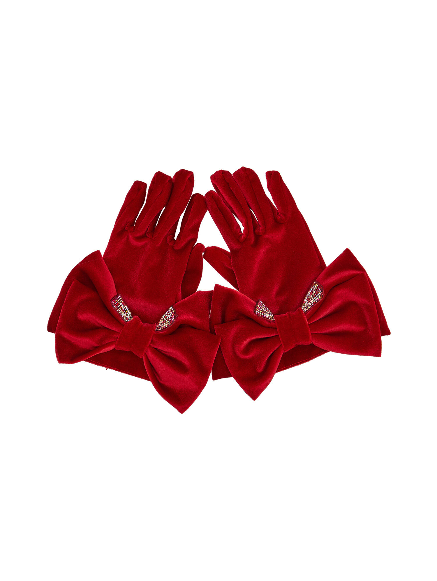 Monnalisa Girls Accessories Gloves Maxi bow velvet gloves 