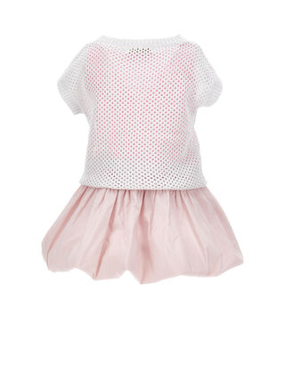 Vestido globo con top de rejilla