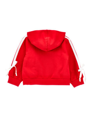 Sweatshirt with rhinestone hearts