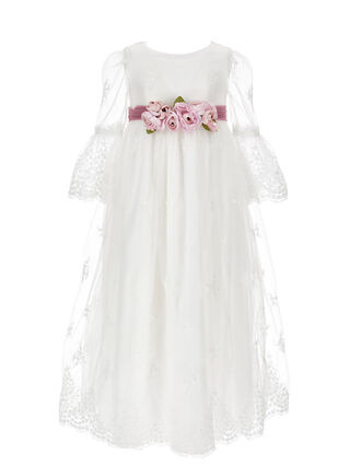 Long embroidered tulle lace dress