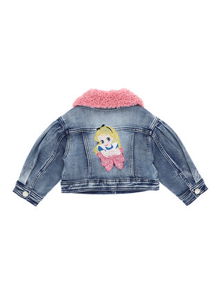 Denim jacket with bouclé collar