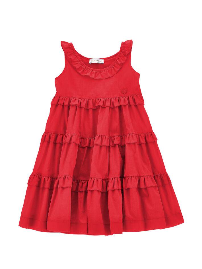 Monnalisa floral-appliqué long-sleeve dress - Red