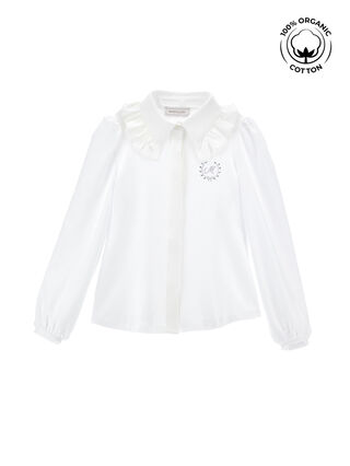 Stretch organic cotton shirt with rhinestones
