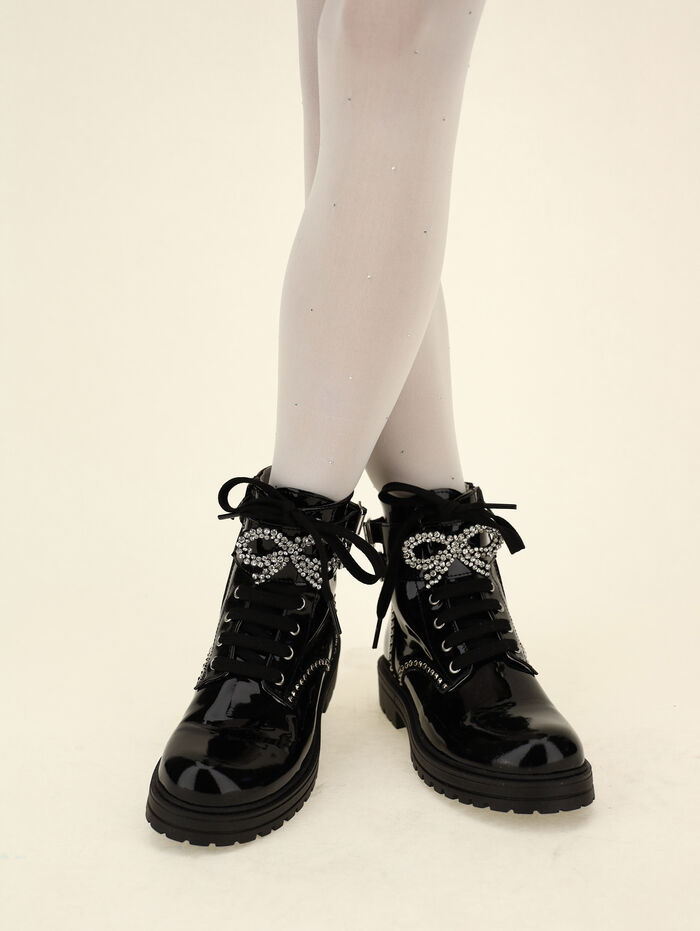express combat boots with rhinestones