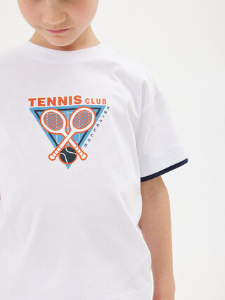 Crewneck T-shirt with racket print