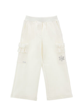 Fleece trousers with ruffles