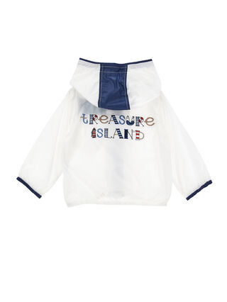 Zweifarbige Windjacke mit Kapuze