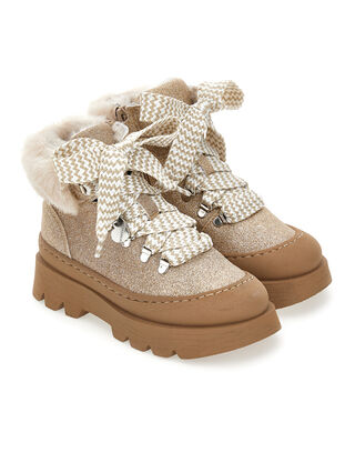 Ботинки с блестками с подкладкой из овчины