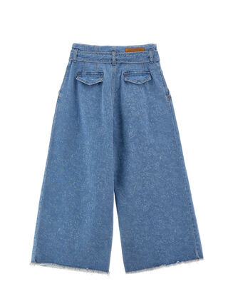 Джинсовые брюки-кюлоты с поясом-бантом