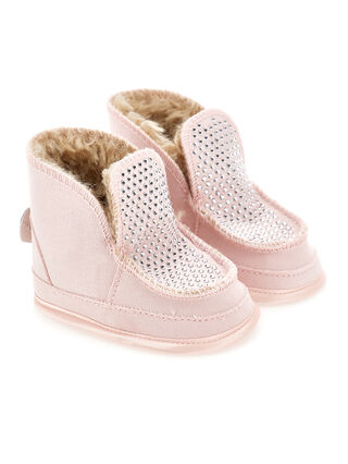 Plush rhinestone ankle boots