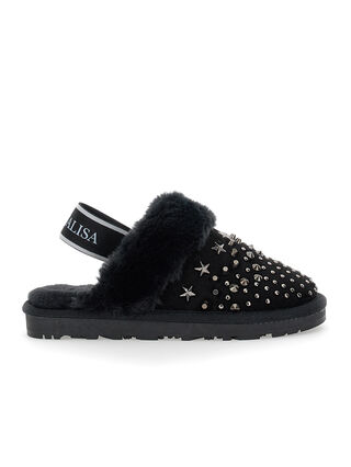 Crust leather clogs with studs