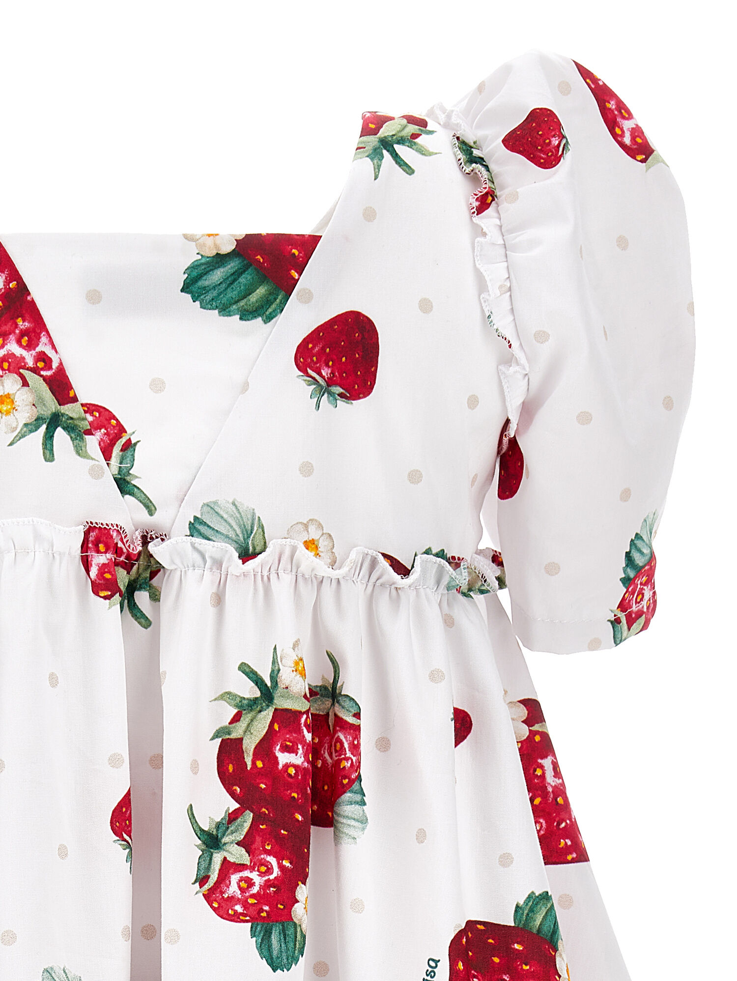 Poplin dress with strawberry and polka dot print girl | Monnalisa United  States