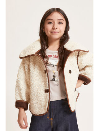 Plush coat with buttons