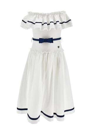 Abito mussola con rouche sullo scollo