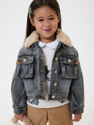 Plush collar Disney denim jacket