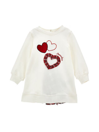 Платье из футера с сердечками