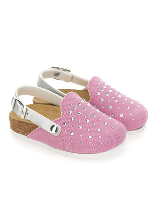 Jeans-Sabots mit Strass