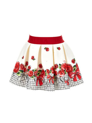 Neoprene skirt with roses