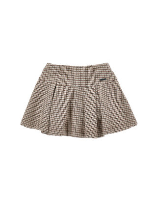 Houndstooth Pleated Skirt