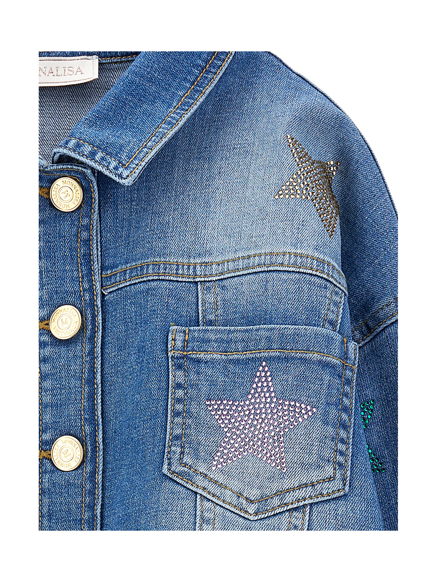 Monnalisa star-print hooded jacket - Gold