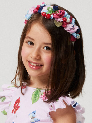 Satin headband with sequined cherries