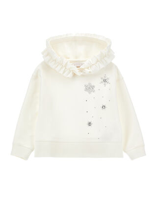 Худи из хлопка с рюшами и стразами
