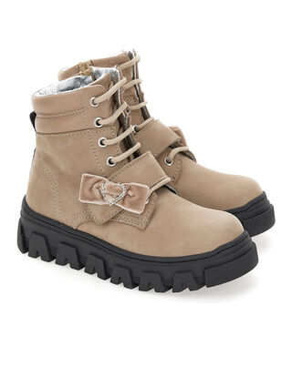 Nappa and nubuck leather combat boots