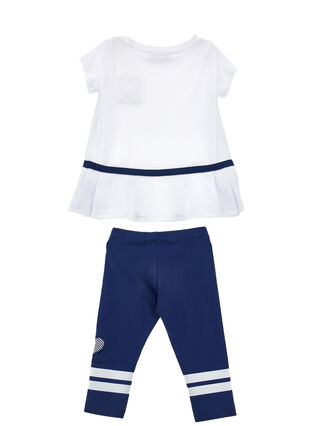 Cotton blouse and two-tone leggings set