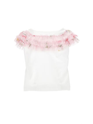 Organic cotton T-shirt with tulle