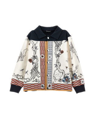 Scarf print fleece shirt