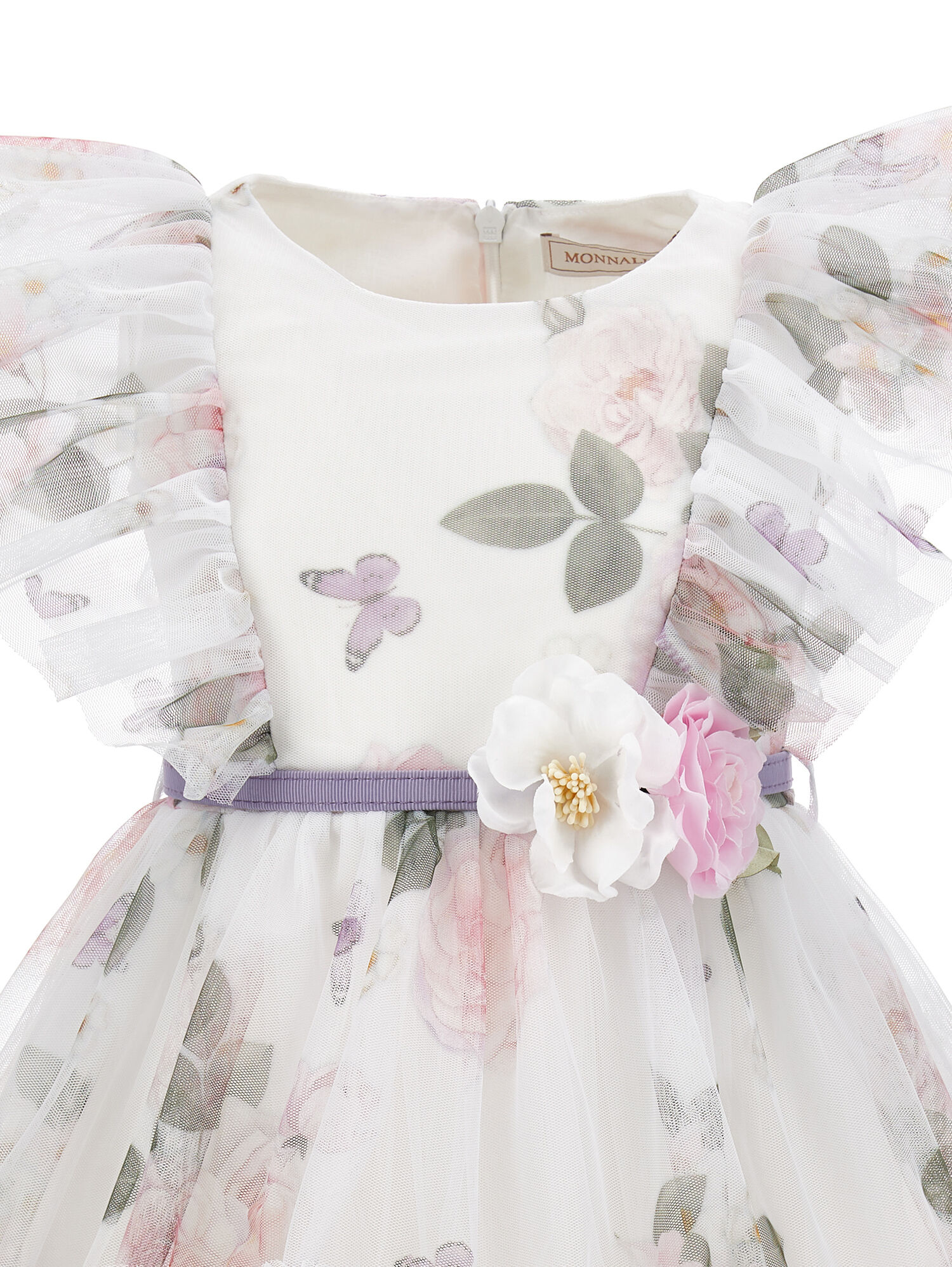 Rose print tulle dress girl | Monnalisa United States