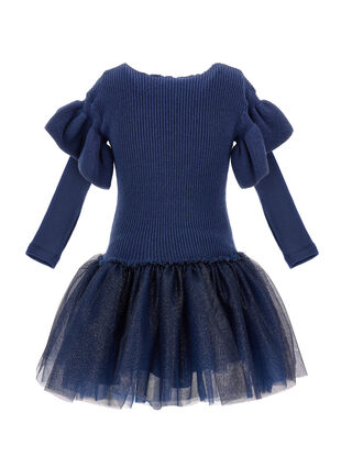 Strick- und Glitzerkleid