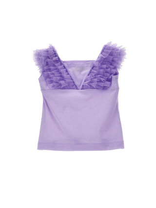 Jersey tank top with tulle details