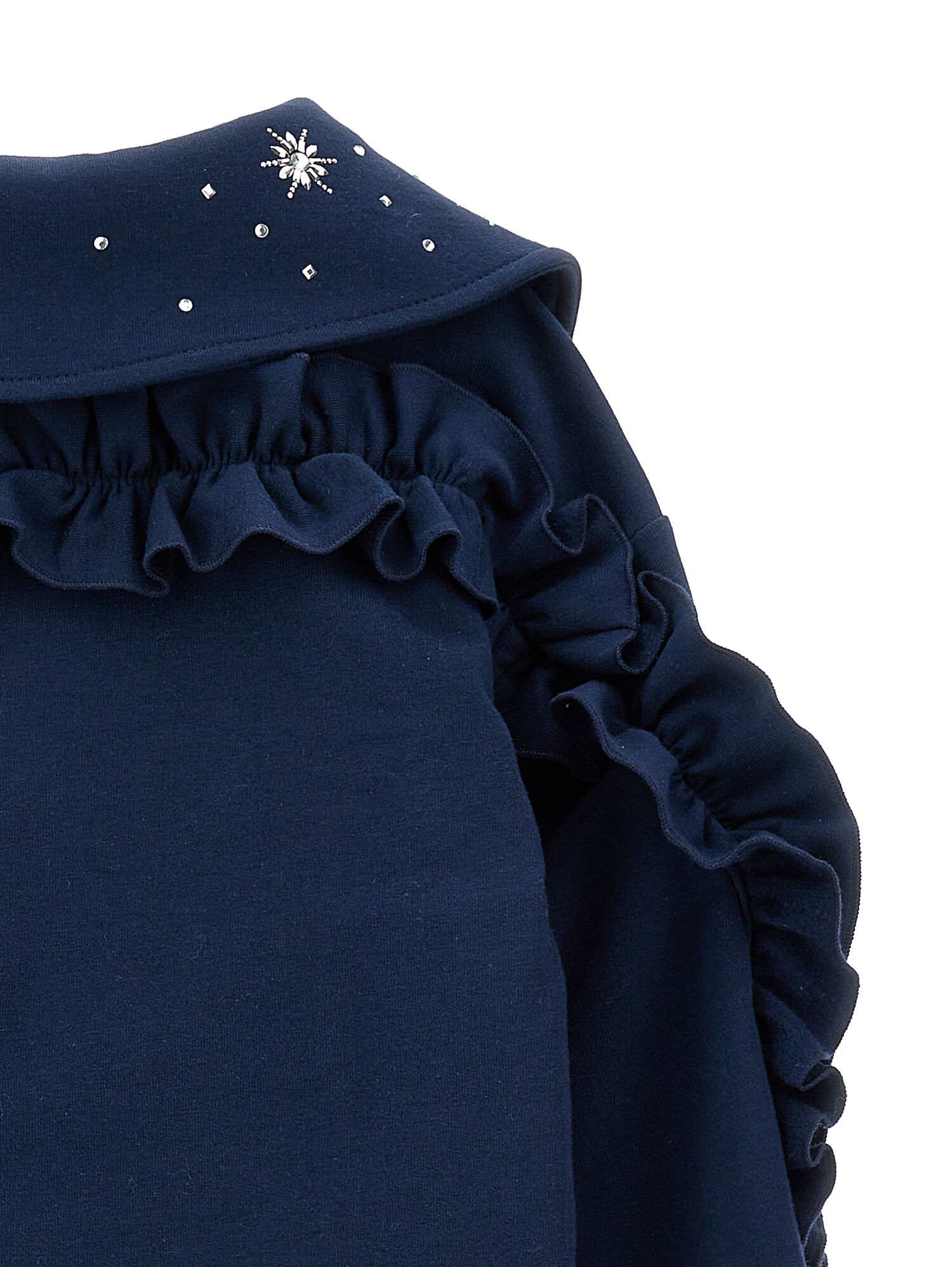 Zip-up sweatshirt with crystals and ruffles girl | Monnalisa