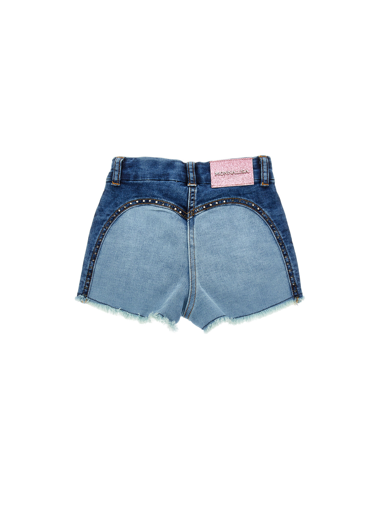 ●Mardi Mercredi● DENIM SHORTS LOGO MRCD_BLUE Embroidered denim shorts girl | Monnalisa United States