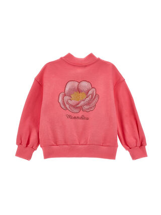 Sudadera con cremallera y bordado de anémonas