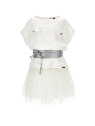 Viscose satin dress with petticoat