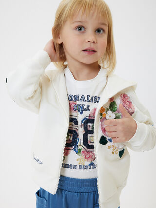 Rhinestone cotton maxi T-shirt with slits