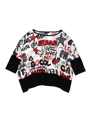 Georgette T-shirt with graffiti print