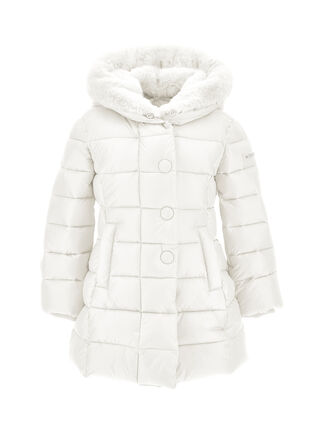 Technical fabric and plush padded coat