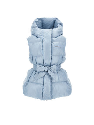 Padded gilet with ribbon belt