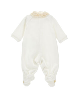 Romper with ruffled collar and buttons