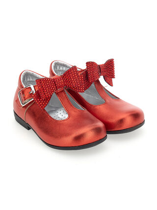 Laminated nappa ballet flats with bow