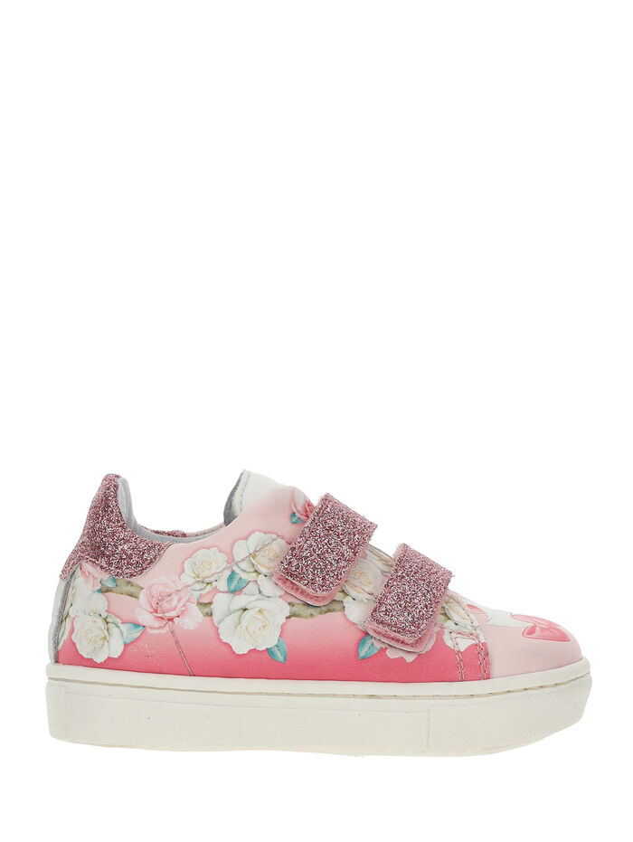 Maan Pence bericht Coated fabric sneakers with roses girl | Monnalisa United States