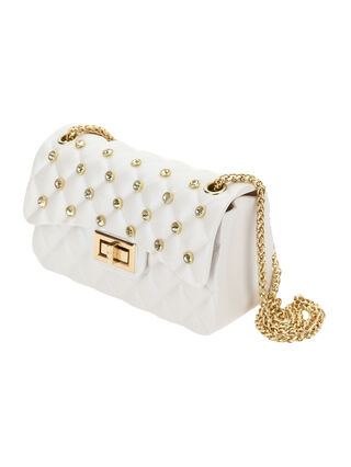 Coated PVC handbag with rhinestones