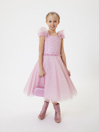 Soft tulle dress with rhinestones