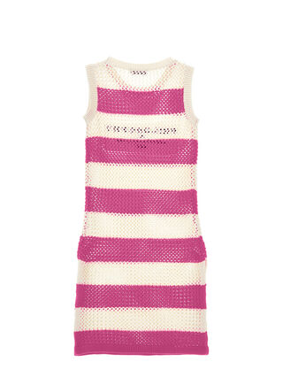 Striped openwork knit cover-up